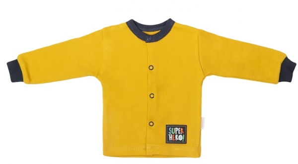 Mamatti Novorozenecká bavlněná košilka, kabátek, Hero - hořčicová