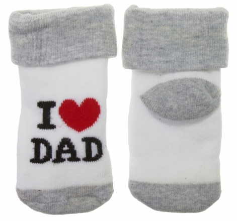 Kojenecké froté bavlněné ponožky I Love Dad, bílé/šedé 80/86