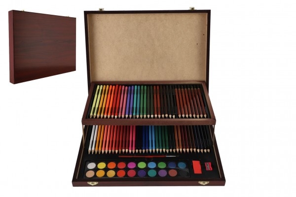 Sada na malování - Art box kreativní sada 91ks v dřevěném kufříku ve fólii 38,5x29,5x