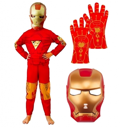 Dětský kostým Iron man s maskou a rukavicemi 122-134 L