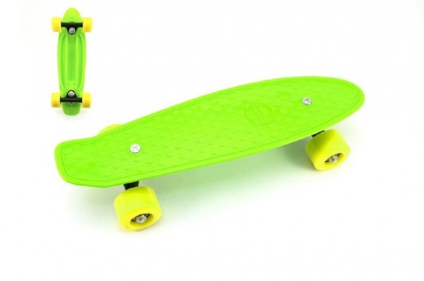 Skateboard - pennyboard 43cm, nosnost 60kg kovové osy, zelená, žlutá kola