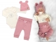 Zavinovací body dl.rukáv, tepláčky a čepička Little Bear, Baby Nellys, pudrová, vel. 56