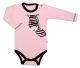 Baby Nellys Body dlouhý rukáv, růžové, Zebra, vel. 68